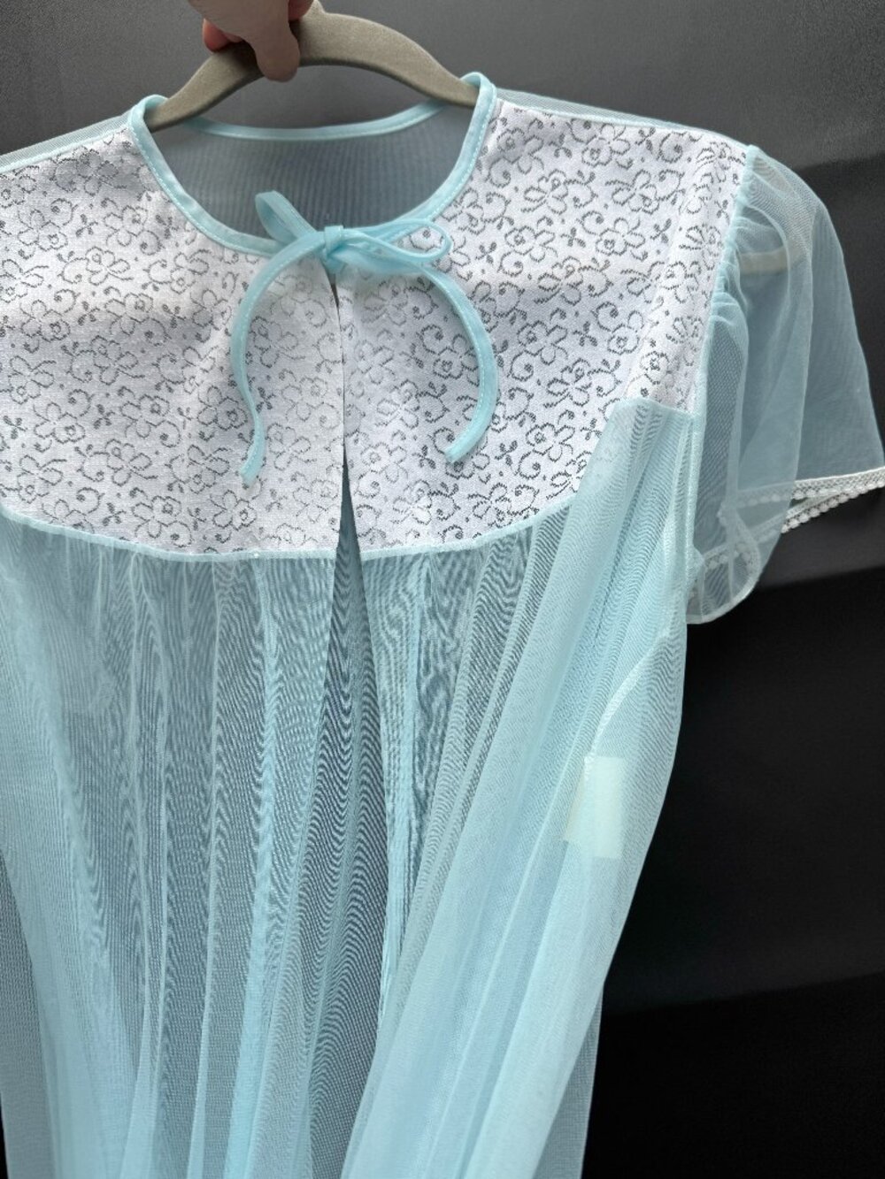 Powder Blue Sheer Robe Vintage Peignoir Large